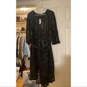 NWT Lane Bryant Black sequin dress with ribbon sash - 22/24